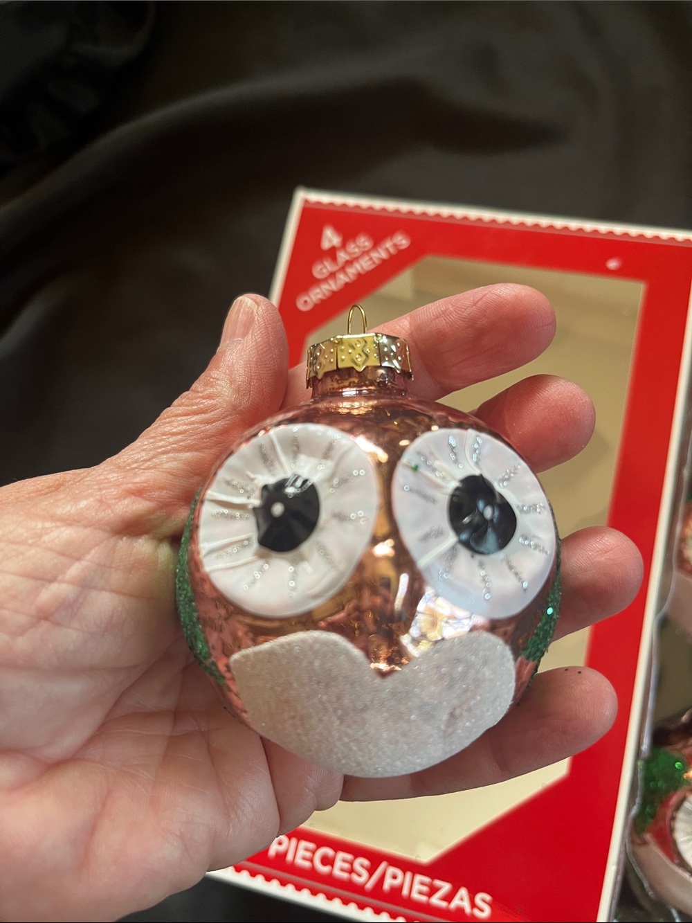 4 Round Glass OWL Ornaments Holiday Time Christmas Decor Original Box